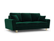 Sofa Micadoni Home Moghan 3S, tamsiai žalia/auksinės spalvos kaina ir informacija | Sofos | pigu.lt