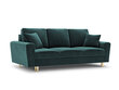 Sofa Micadoni Home Moghan 3S, žalios/auksinės spalvos kaina ir informacija | Sofos | pigu.lt