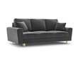 Sofa Micadoni Home Moghan 3S, šviesiai pilka/auksinės spalvos kaina ir informacija | Sofos | pigu.lt