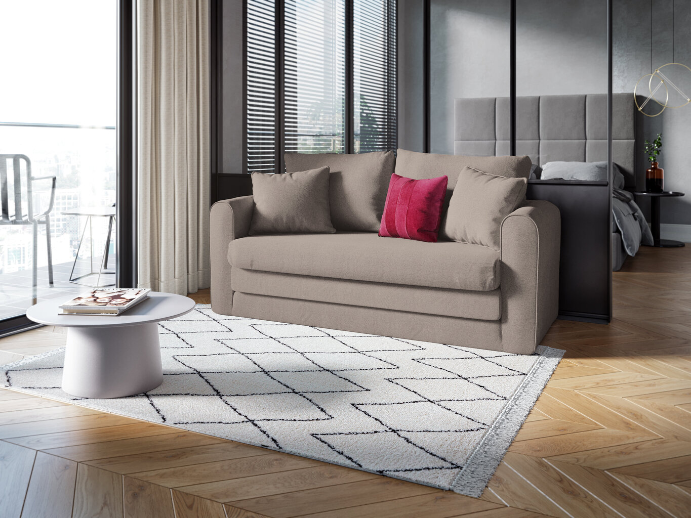 Sofa Micadoni Home Lido 2S, smėlio spalvos kaina ir informacija | Sofos | pigu.lt