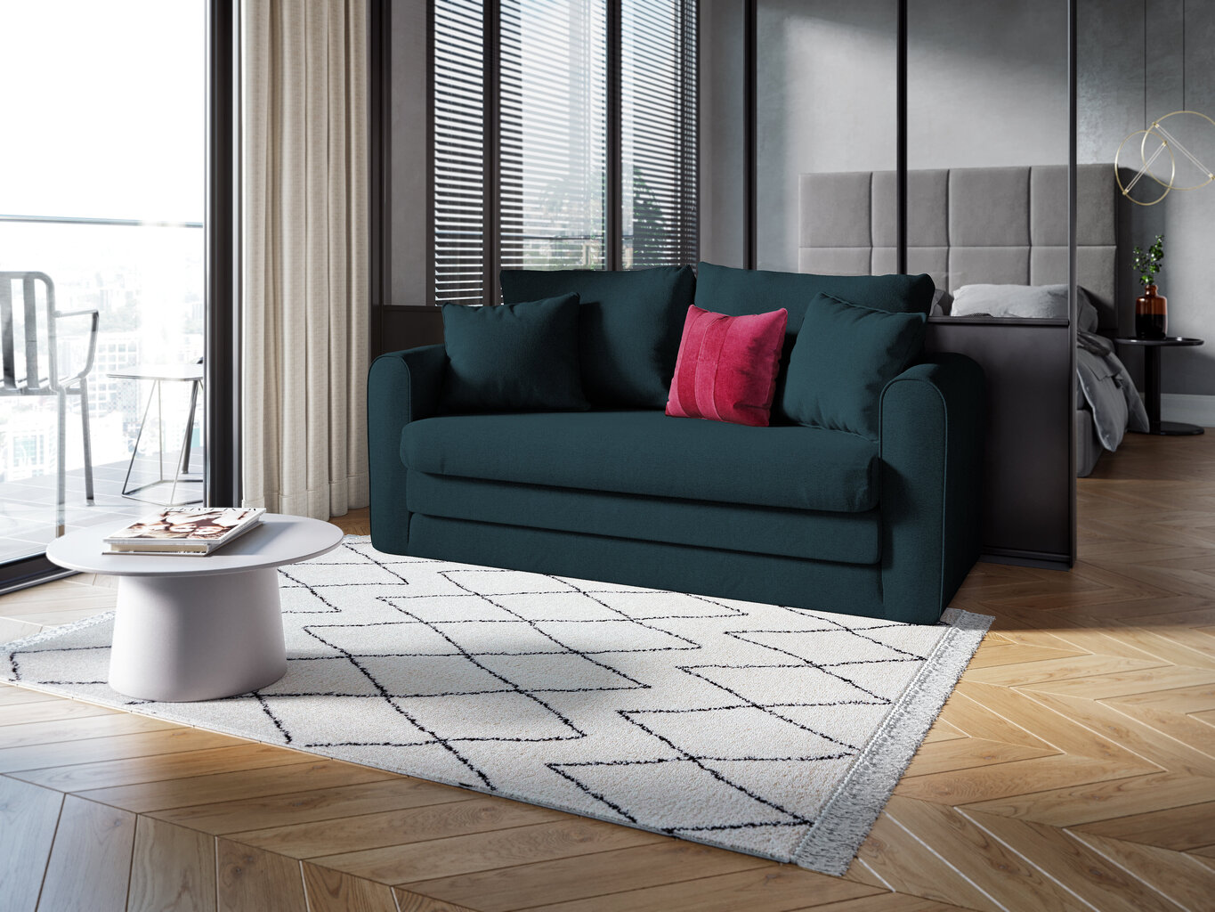 Sofa Micadoni Home Lido 2S, mėlyna kaina ir informacija | Sofos | pigu.lt