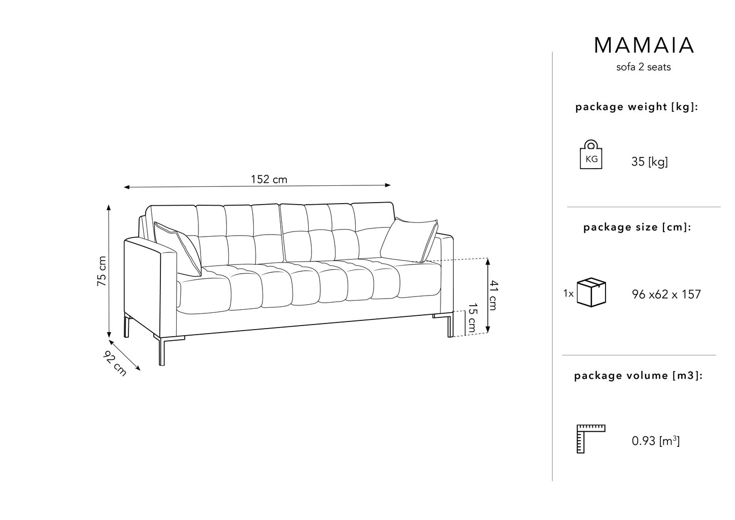Sofa Micadoni Home Mamaia 2S, šviesios smėlio/auksinės spalvos цена и информация | Sofos | pigu.lt