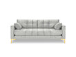 Sofa Micadoni Home Mamaia 2S, šviesiai pilka/auksinės spalvos kaina ir informacija | Sofos | pigu.lt