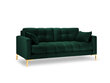 Sofa Micadoni Home Mamaia 3S, tamsiai žalia/auksinės spalvos цена и информация | Sofos | pigu.lt