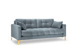 Sofa Micadoni Home Mamaia 3S, mėlyna/auksinės spalvos