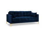 Sofa Micadoni Home Mamaia 3S, tamsiai mėlynos/auksinės spalvos