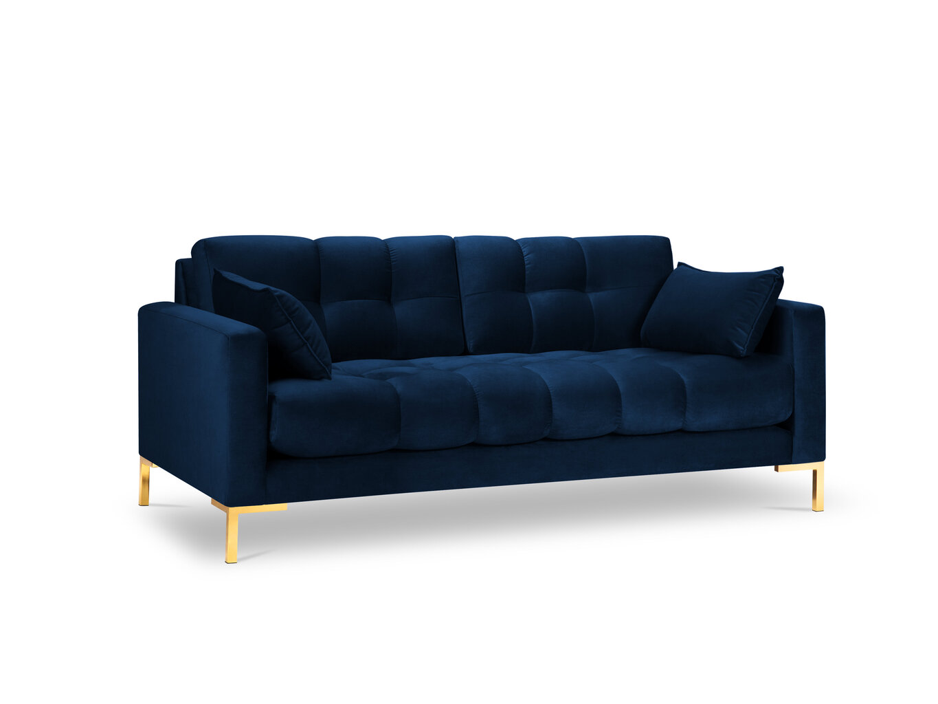 Sofa Micadoni Home Mamaia 3S, tamsiai mėlynos/auksinės spalvos цена и информация | Sofos | pigu.lt
