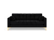 Sofa Micadoni Home Mamaia 3S, juoda/auksinės spalvos kaina ir informacija | Sofos | pigu.lt
