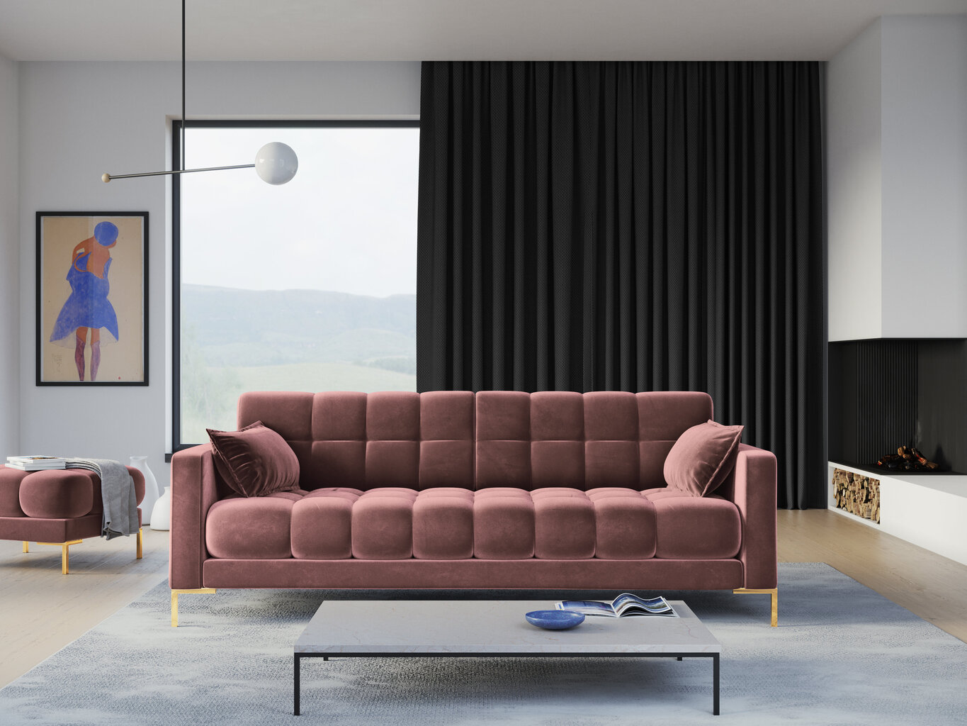 Sofa Micadoni Home Mamaia 4S, rožinė/auksinės spalvos цена и информация | Sofos | pigu.lt