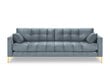 Sofa Micadoni Home Mamaia 4S, mėlyna/auksinės spalvos kaina ir informacija | Sofos | pigu.lt