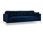 Sofa Micadoni Home Mamaia 4S, tamsiai mėlyna/auksinės spalvos