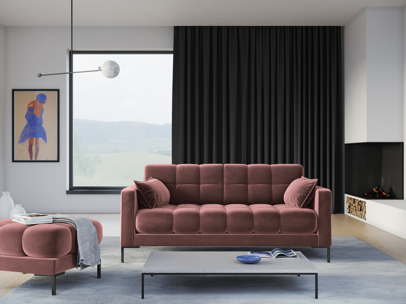 Sofa Micadoni Home Mamaia 2S, rožinė/juoda цена и информация | Sofos | pigu.lt
