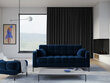 Sofa Micadoni Home Mamaia 3S, tamsiai mėlyna/juodos spalvos kaina ir informacija | Sofos | pigu.lt