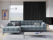 Minkštas kampas Micadoni Home Mamaia 5S-V, šviesiai mėlynas/juodas kaina ir informacija | Minkšti kampai | pigu.lt