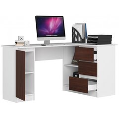Письменный стол NORE B20, правый вариант, темно-коричневый/белый цена и информация | Компьютерные, письменные столы | pigu.lt