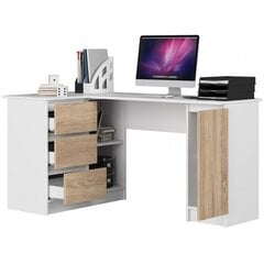 Письменный стол NORE B20, левый вариант, белый/цвета дуба цена и информация | Компьютерные, письменные столы | pigu.lt