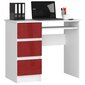 Rašomasis stalas NORE A6, kairinis, baltas/raudonas kaina ir informacija | Kompiuteriniai, rašomieji stalai | pigu.lt