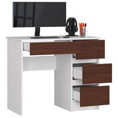 Письменный стол NORE A7, правый вариант, белый/темно-коричневый цена и информация | Компьютерные, письменные столы | pigu.lt