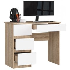 Rašomasis stalas NORE A7, kairinis, ąžuolo spalvos/baltas kaina ir informacija | Kompiuteriniai, rašomieji stalai | pigu.lt