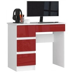 Письменный стол NORE A7, левый вариант, белый/красный цена и информация | Компьютерные, письменные столы | pigu.lt