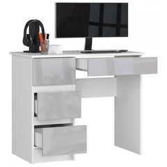 Письменный стол NORE A7, левый вариант, белый/светло-серый цена и информация | Компьютерные, письменные столы | pigu.lt