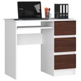 Письменный стол NORE A6, правый вариант, белый/темно-коричневый
