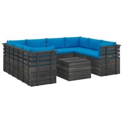 Lauko baldų komplektas iš palečių su pagalvėlėmis, 9 dalių, mėlynas цена и информация | Комплекты уличной мебели | pigu.lt