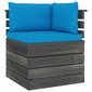 Lauko baldų komplektas iš palečių su pagalvėlėmis, 9 dalių, mėlynas kaina ir informacija | Lauko baldų komplektai | pigu.lt