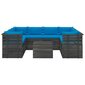 Lauko baldų komplektas iš palečių su pagalvėlėmis, 9 dalių, mėlynas цена и информация | Lauko baldų komplektai | pigu.lt