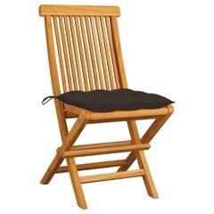 Sodo kėdės su pagalvėlėmis, 2vnt., rudos spalvos, tikmedis kaina ir informacija | Lauko kėdės, foteliai, pufai | pigu.lt