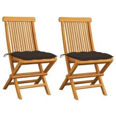 Sodo kėdės su pagalvėlėmis, 2vnt., rudos spalvos, tikmedis kaina ir informacija | Lauko kėdės, foteliai, pufai | pigu.lt