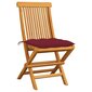 Sodo kėdės su vyno raudonomis pagalvėlėmis, 2vnt., tikmedis kaina ir informacija | Lauko kėdės, foteliai, pufai | pigu.lt