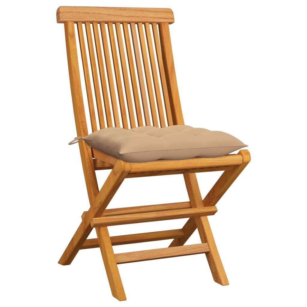 Sodo kėdės su pagalvėlėmis, 6vnt., kreminė, tikmedžio masyvas kaina ir informacija | Lauko kėdės, foteliai, pufai | pigu.lt