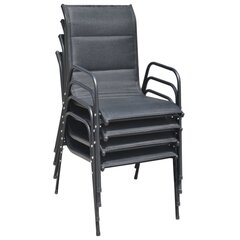 Sudedamos sodo kėdės, 4vnt., juodos, plienas ir tekstilenas kaina ir informacija | Lauko kėdės, foteliai, pufai | pigu.lt