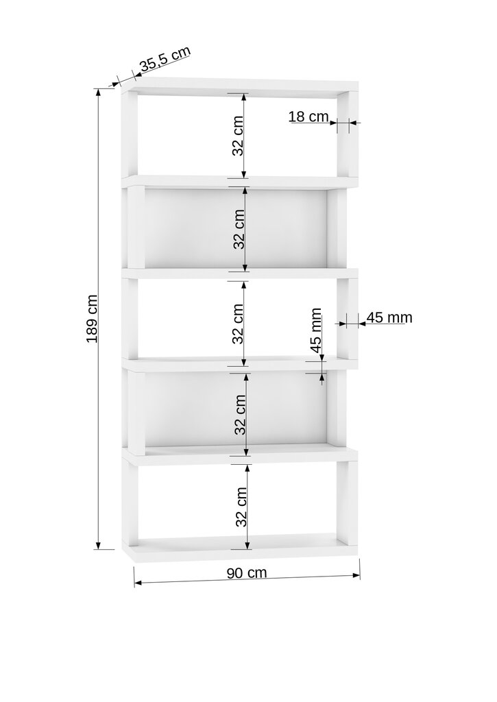 Lentyna ADRK Furniture Stephan, balta/pilka kaina ir informacija | Lentynos | pigu.lt