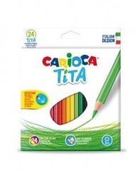 Карандаши цветные трехгранные  Carioca Tita, 24 цвета цена и информация | Принадлежности для рисования, лепки | pigu.lt