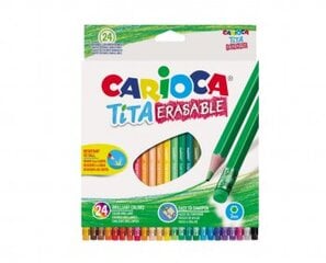 Карандаши цветные с ластиком  Carioca Tita, 24 цвета цена и информация | Принадлежности для рисования, лепки | pigu.lt