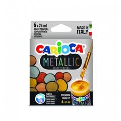 Temperos dažai Carioca Metallic 6 spalvos ( po 25 ml.) kaina ir informacija | Piešimo, tapybos, lipdymo reikmenys | pigu.lt