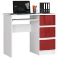 Письменный стол NORE A6, правый вариант, белый/красный