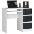 Письменный стол NORE A6, правый вариант, белый/серый