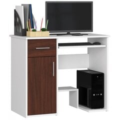 Письменный стол NORE Jay, белый/темно-коричневый цена и информация | Компьютерные, письменные столы | pigu.lt