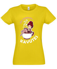 Marškinėliai moterims Kavutės, geltoni kaina ir informacija | Marškinėliai moterims | pigu.lt