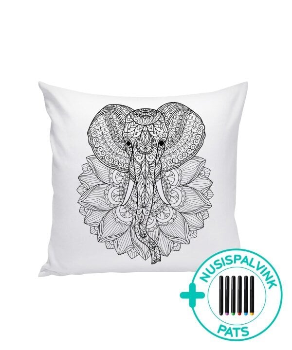 Dekoratyvinė pagalvėlė "Dramblys" 40 cm + flomasteriai kaina ir informacija | Originalios pagalvės, užvalkalai | pigu.lt
