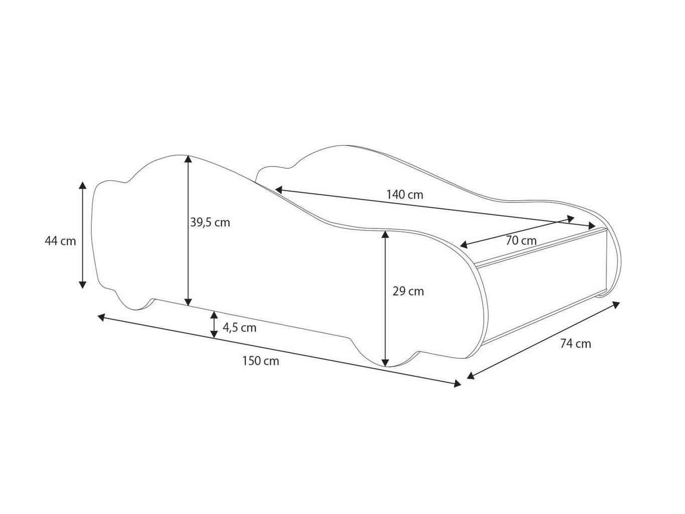 Vaikiška lova ADRK Furniture Auto 4x4, 70x140 cm kaina ir informacija | Vaikiškos lovos | pigu.lt