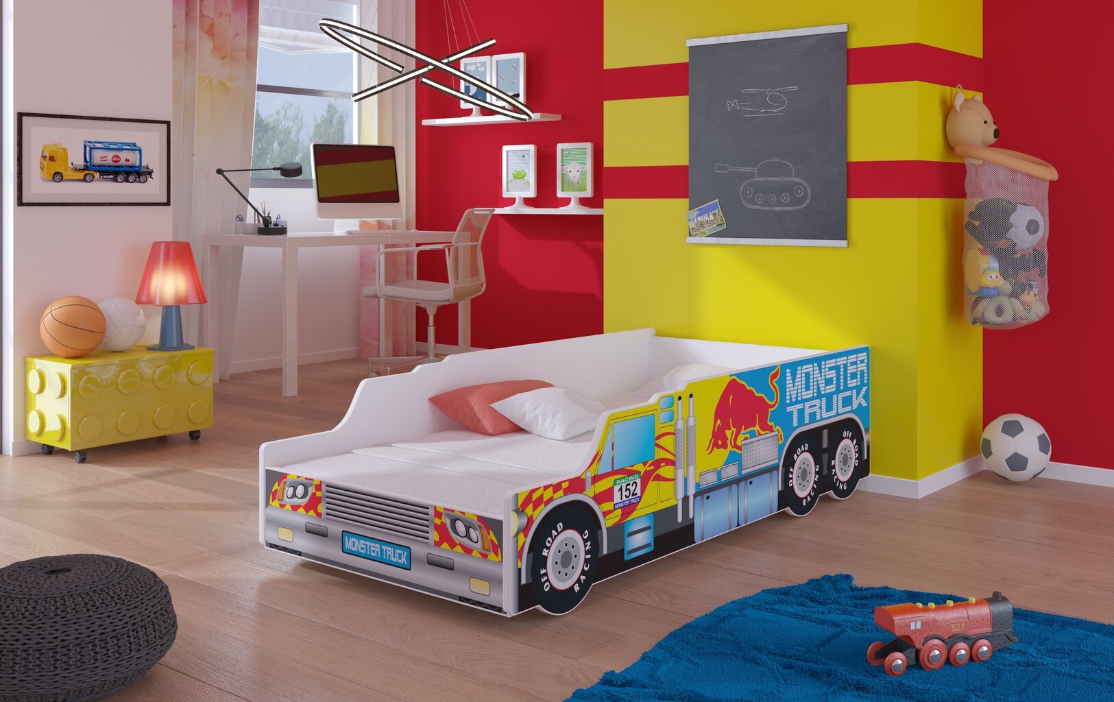 Vaikiška lova ADRK Furniture Monster Truck, 160x80 cm kaina ir informacija | Vaikiškos lovos | pigu.lt