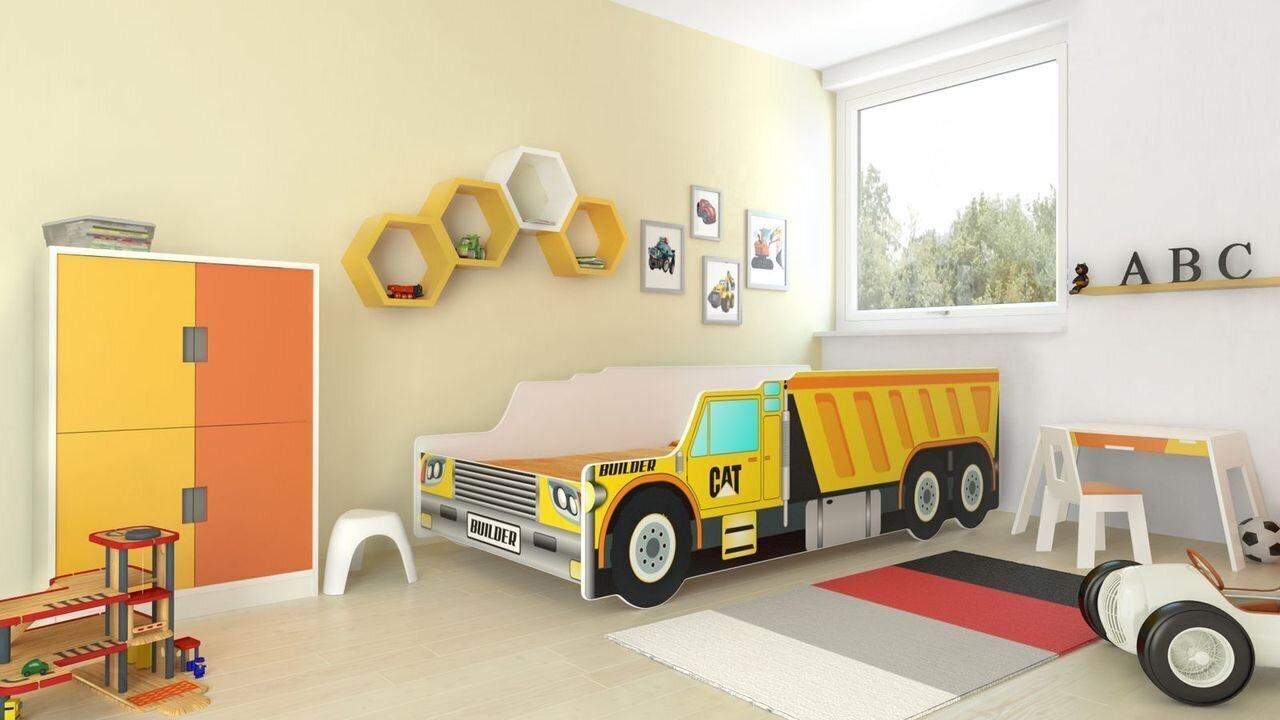 Vaikiška lova ADRK Furniture Construction Car, 160x80cm kaina ir informacija | Vaikiškos lovos | pigu.lt