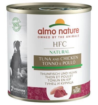 Almo Nature HFC Natural šunims, tunas ir vištiena, 290g kaina ir informacija | Konservai šunims | pigu.lt