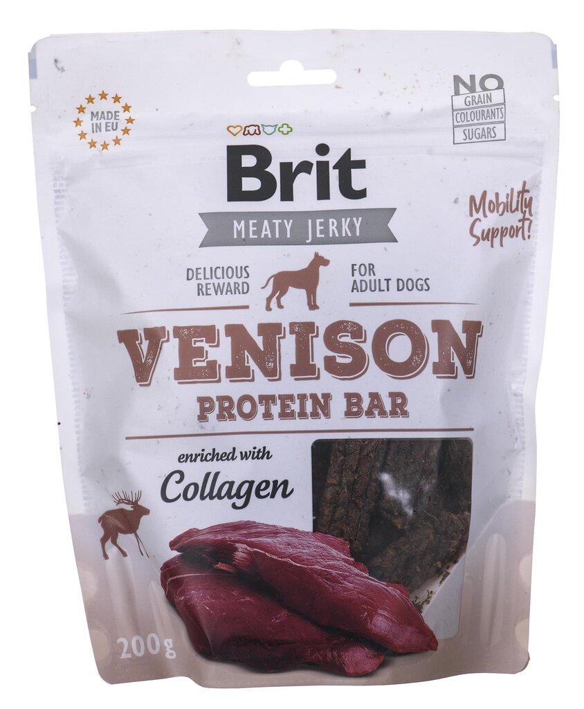 Brit Jerky Venison Protein Bar su elniena, 200 g kaina ir informacija | Skanėstai šunims | pigu.lt