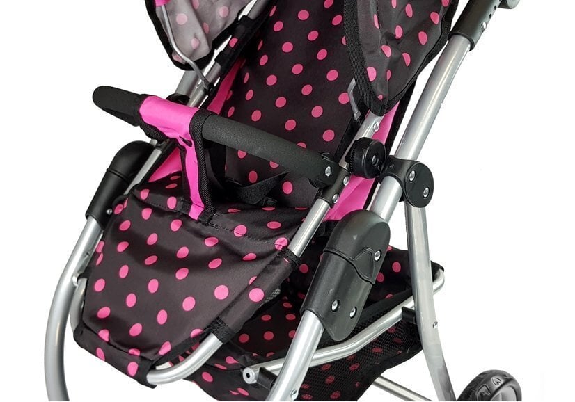 Vaikiškas lėlių vežimėlis 2in1, juoda su rožine цена и информация | Žaislai mergaitėms | pigu.lt