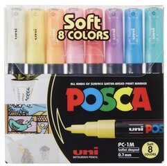 Маркеры Uni- Ball Posca PC-1M Soft Color, 8 цв. цена и информация | Принадлежности для рисования, лепки | pigu.lt